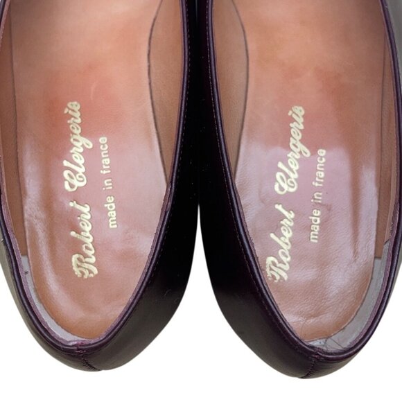 Robert Clergerie Burgundy Leather Habana Square-Toe Block Heel Shoes Sz 5.5B-New - Picture 5 of 9